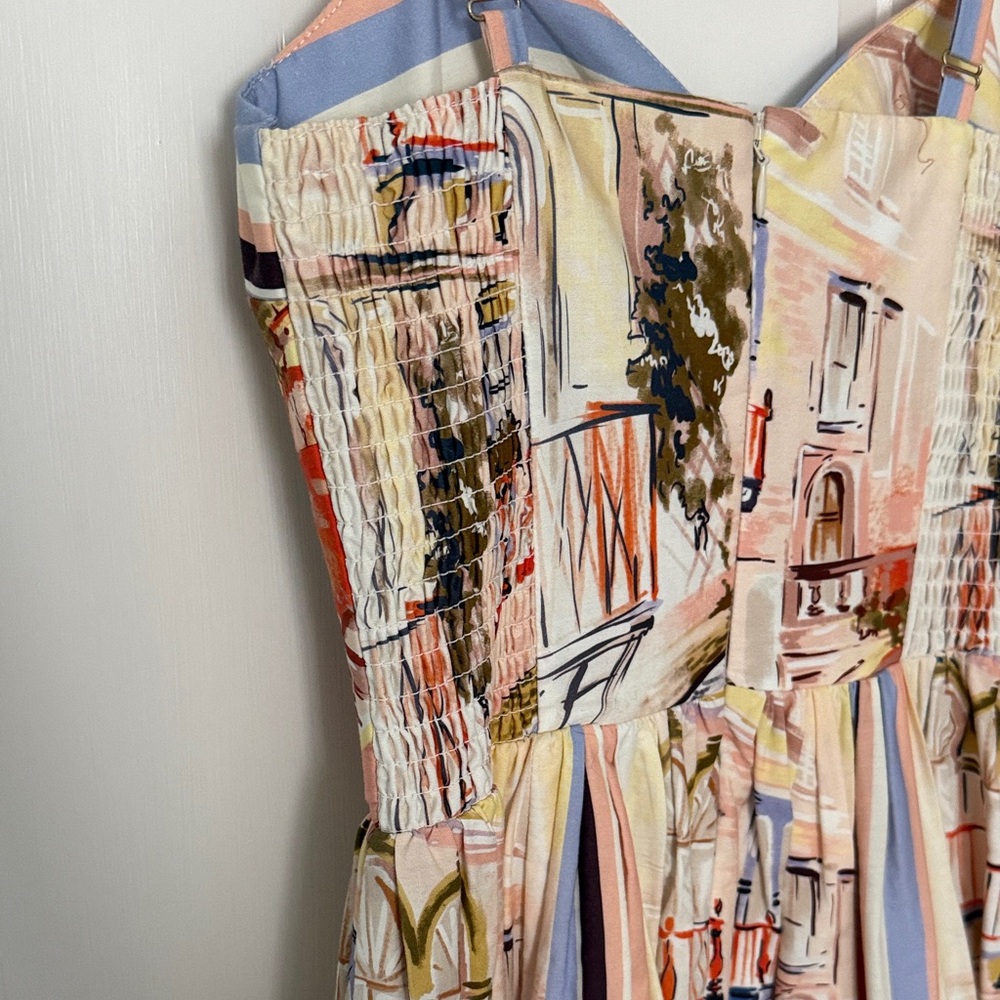 Amanda Uprichard Cream, Blue and Peach Striped Dress - Picture 6 of 6